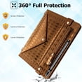 thumbnail image 4 of Allytechgroup Handbag Case for Samsung Galaxy Tab S9 FE+ /S9+ /S8+ /S7+ 12.4 inch,  Stand PU Leather Multi-Card Slots Envelope Pocket Wallet Cover with Shoulder Strap for Women Men, Brown, 4 of 7