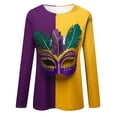 thumbnail image 3 of Oplxuo Mardi Gras Shirt Women Sequin Bling Glitter Carnival Outfits Long Sleeve Cute Tops Round Neck Trendy Mask Print Blouses, 3 of 4