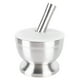 thumbnail image 1 of Mortero y maja de acero inoxidable 18/8 con tapa de silicona, base antideslizante, apto para uso alimentario, para ajo, frutos secos y hierbas, tapa de silicona grande., 1 of 14