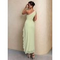 thumbnail image 2 of Green One Shoulder Long Dress, Asymmetric Ruffle Hem With High Slit &, 2 of 9