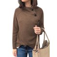 thumbnail image 1 of Women Buttons Up Mock Neck Long Sleeve Slim Solid Color Sweatshirt, 1 of 2