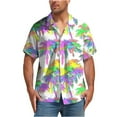 thumbnail image 2 of JXMVOJ Men's Summer Polyester Hawaiian Print Button Casual Short Sleeve Turndown Collar Shirt - Lightweight, Comfortable, Fashionable for Outdoor, Casual, Daily, Party & Work, 2 of 7