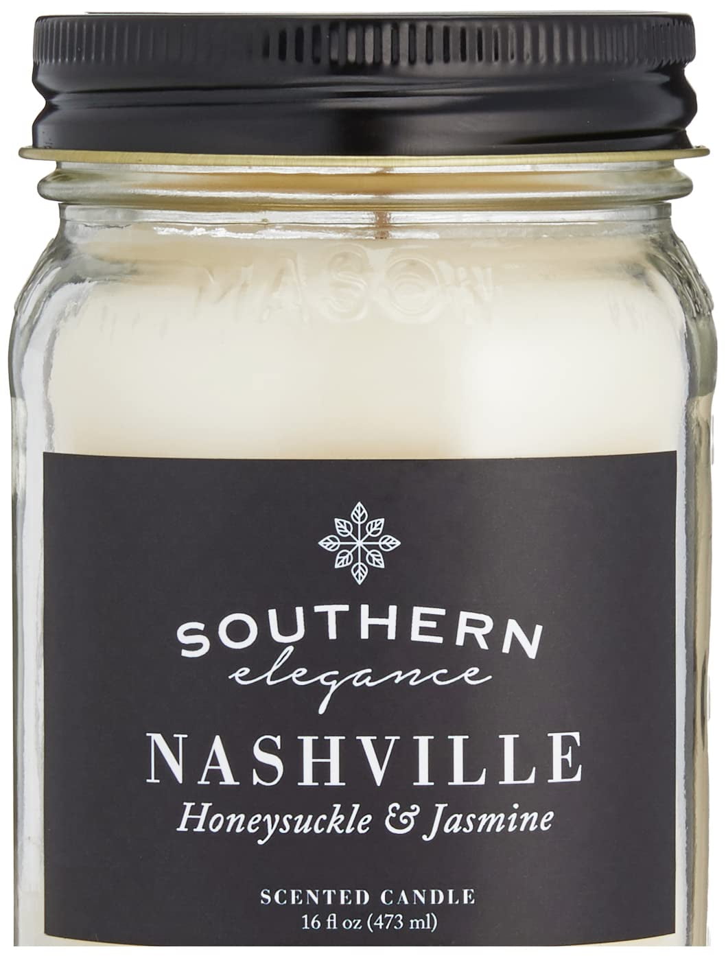 Southern Elegance Nashville: Honeysuckle and Jasmine 16 oz Mason Jar Scented Candle