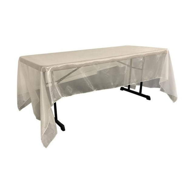 LA Linen TCOrgz60X126-IvoryO25 Sheer Mirror Organza Rectangular Tablecloth, Ivory - 60 x 126 in.