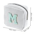 thumbnail image 2 of Unique Bargains 1 Pc Letter m Pattern Makeup Bag for Travel White Corduroy, 2 of 6