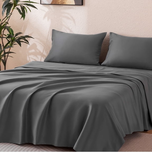 Sonive Brushed Microfiber Sheet Set Queen Size Gray, 4 Pieces 140 GSM Soft & Cozy Bed Sheets Set with Deep Pocket