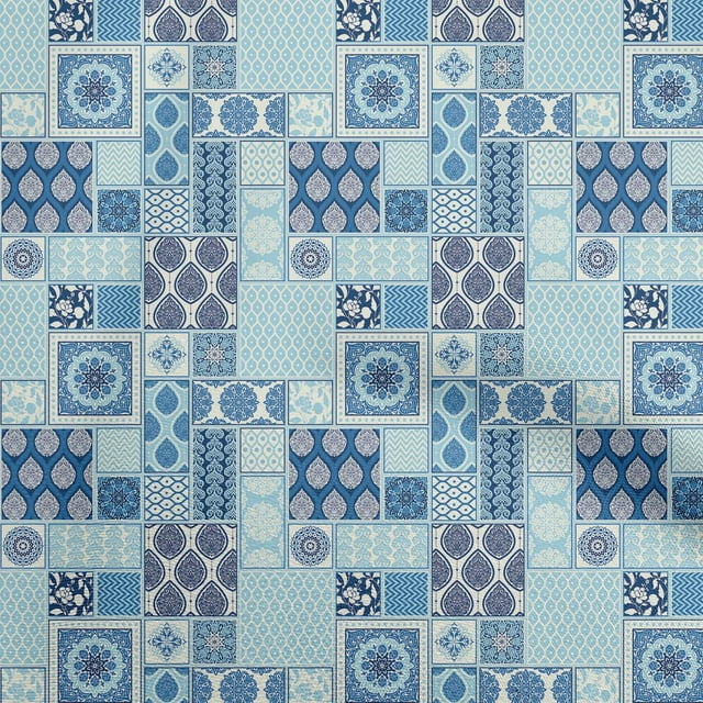oneOone Rayon Navy Blue Fabric Patchwork Quilting Supplies Print Sewing Fabric By The Yard 56 Inch Wide-JS