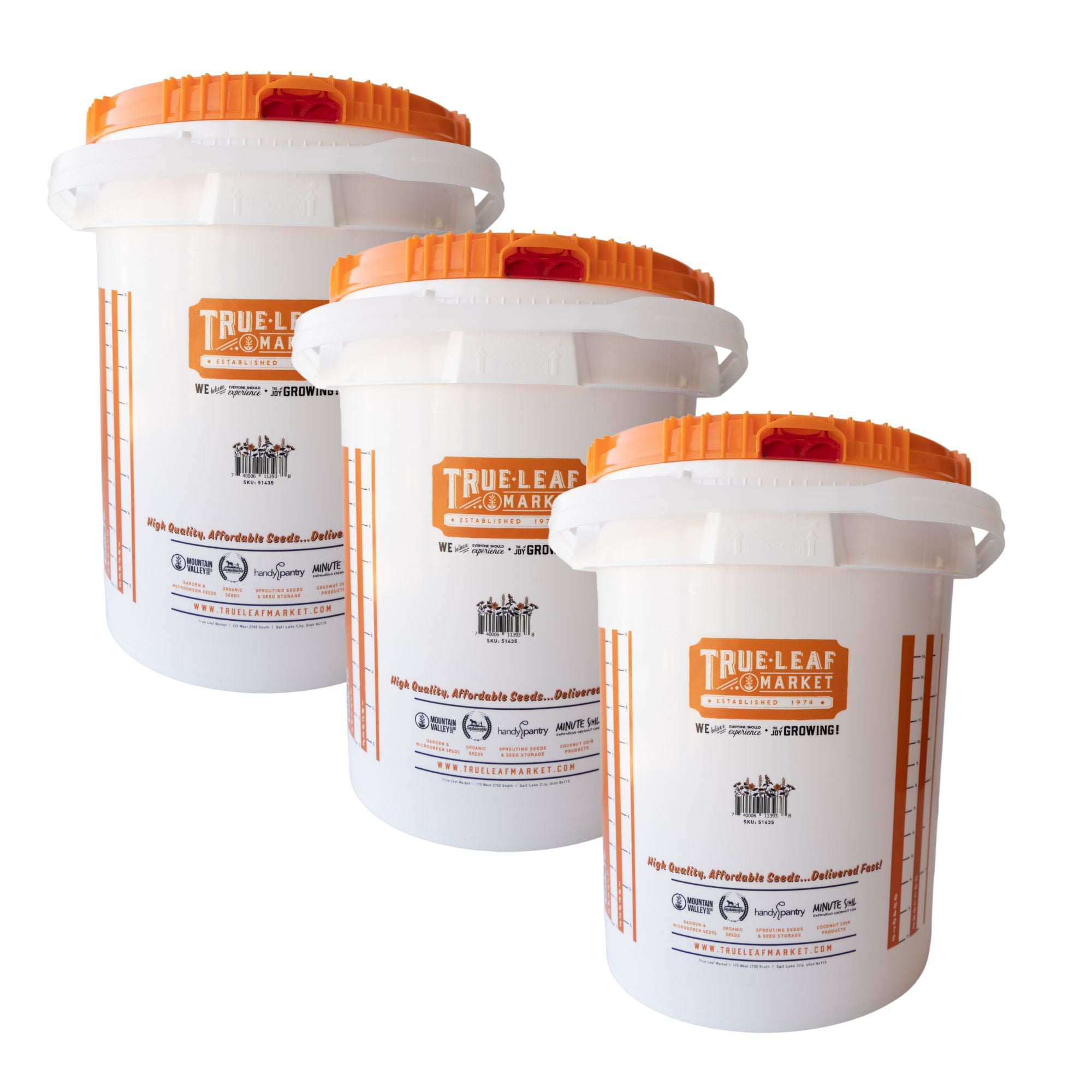 5 Gallon Bucket with Easy On/Off Ratchting Lid 3 Buckets HDPE, Food