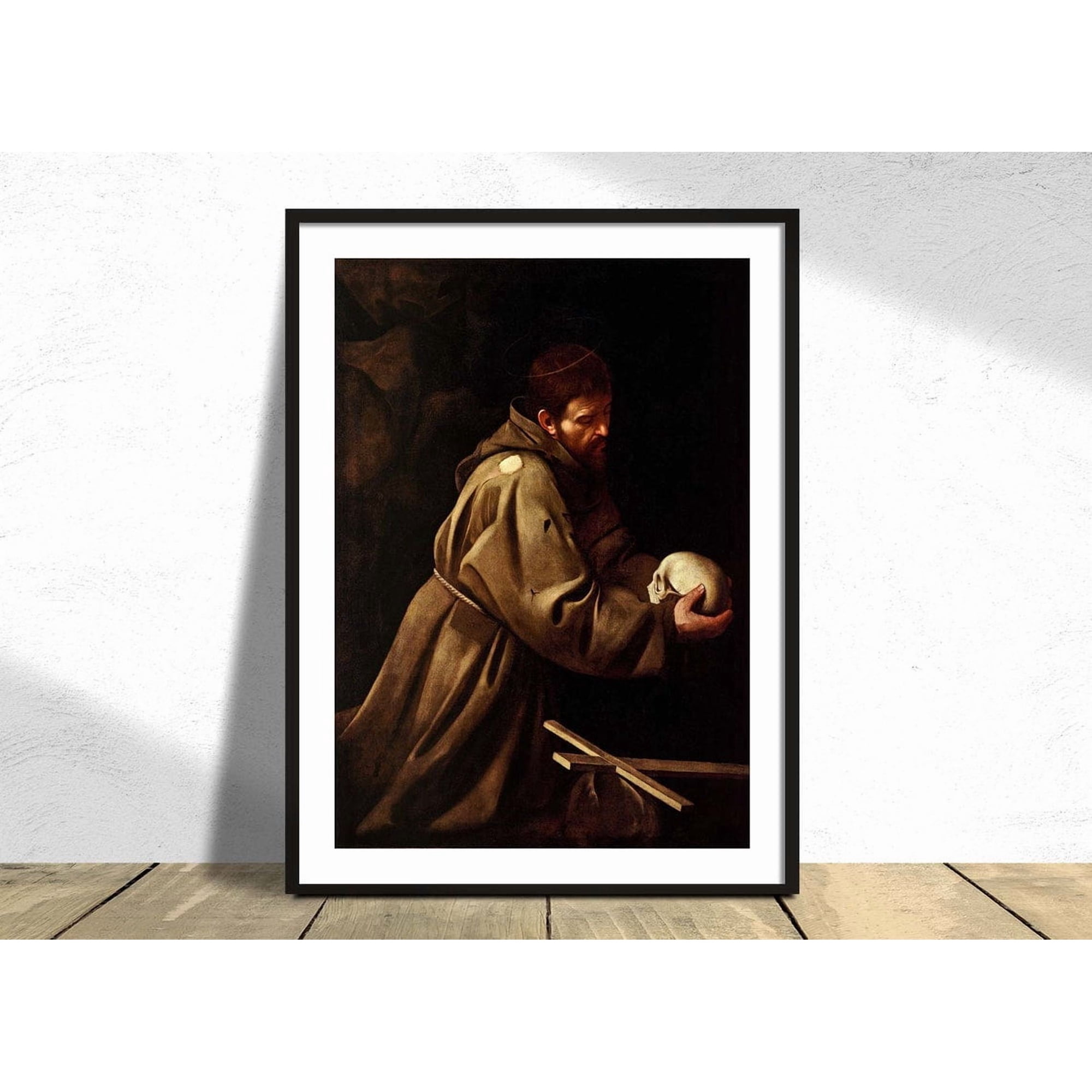 Saint Francis In Prayer Poster Caravaggio Baroque Reproduction Old Illustration Vintage Famous Gallery Wall And Home Decor