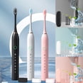 thumbnail image 1 of Cepillo de dientes eléctrico | 6 modos | 4 cabezales de cepillo reemplazables | Base magnética | Temporizador | Carga inalámbrica USB | Estuche de viaje | Diseño portátil a prueba de agua IPX7 |, 1 of 9