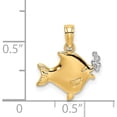 thumbnail image 3 of 14K Yellow & Rhodium With White 2-D Fish Bubbles Charm (11.6 X 14.2) Made In United States k9401, 3 of 5