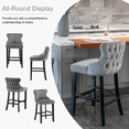 thumbnail image 2 of Velvet Counter Height Upholstered Barstools, Bar Stools Seat Height 27", Counter Height Armless Bar Chairs Button Tufted with Solid Wood Legs and Footrest for Kitchen Island Bar Area (Set of 8), 2 of 9