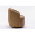 thumbnail image 5 of Swivel Barrel Chair, Modern Teddy Fabric Upholstered Accent Chair Armchair Lounge Chair with Metal Base, Comfy Single Sofa Chair with 360 Degree Swiveling for Living Room/Bedroom, Coffee Brown, 5 of 7