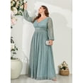 thumbnail image 5 of Beauty-Emily Plus Size Women's V-Neck Long Sleeve Sparkling Fairy Maxi Dress, Elegant Formal Gown for Wedding, Prom, Bridesmaid, Party, 5 of 6