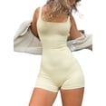thumbnail image 1 of Fortune Women Sleeveless Romper Square Neck Solid Color Bodycon Short Jumpsuits, 1 of 5