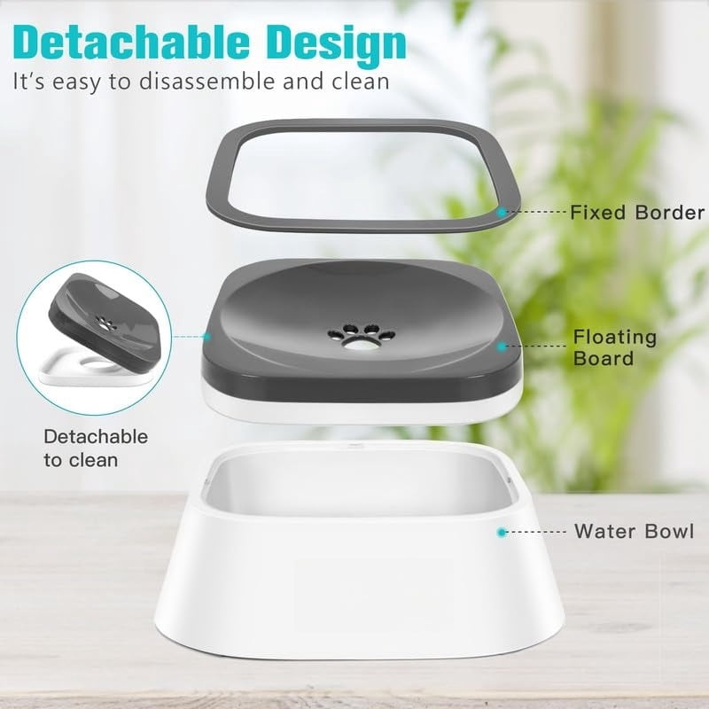 No-Spill Pet Water Bowl, Slow Water Feeder, No-Slip Pet Water Dispenser 35oz Feeder Bowl for Dogs and Cats-2Pcs