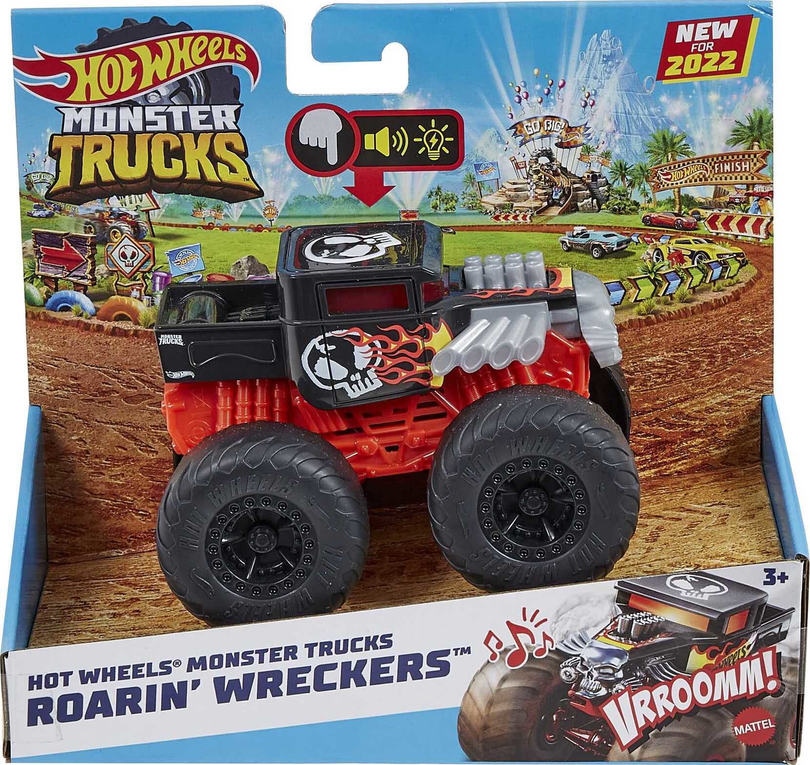 Hot Wheels Monster Trucks Roarin' Wreckers, 1:43 Scale Bone Shaker Toy Truck with Lights & Sounds