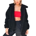 thumbnail image 2 of Abrigo PRETTYGARDEN de Forro Sherpa de Piel Sintética Oversize Negro Talla L, 2 of 8