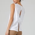 thumbnail image 2 of SWSMCLT Women's Soft Tank Top Running Top Cotton Fall Split Basic Vest Yoga Workout Loose Backless Summer White Large, 2 of 4