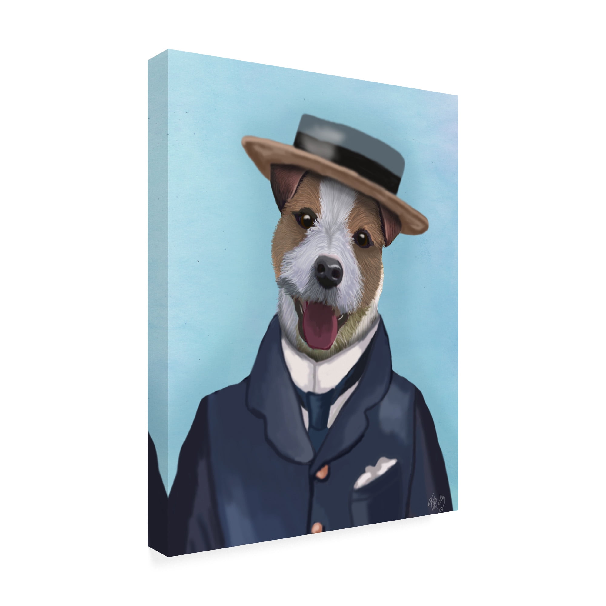 Trademark Fine Art 'Jack Russell In Boater' Canvas Art by Fab Funky