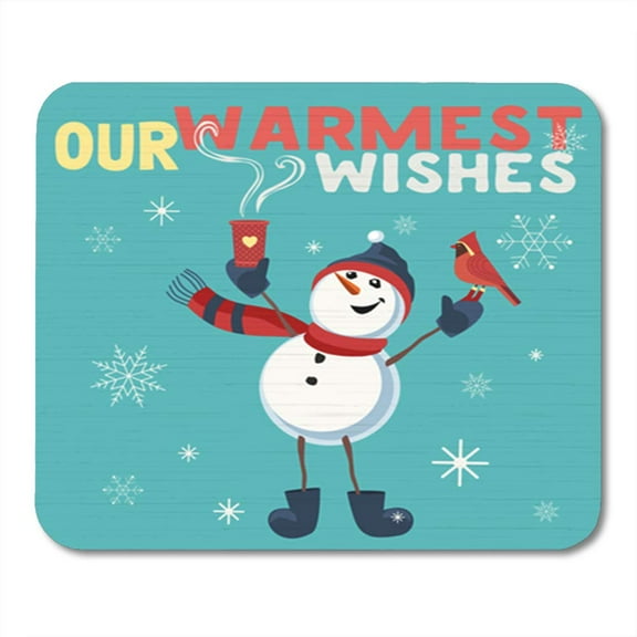 SIDONKU Fancy Seasonal Cartoon Playful Fun Snowman Red Cardinal Bird Merry Christmas Mousepad Mouse Pad Mouse Mat 9x10 inch