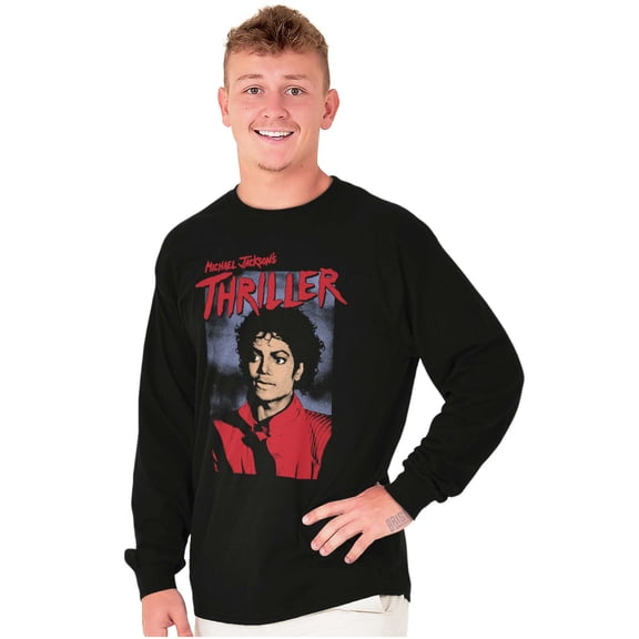 Michael Jackson King of Pop Thriller Crew Neck Long Sleeve Graphic Tee Brisco Brands S