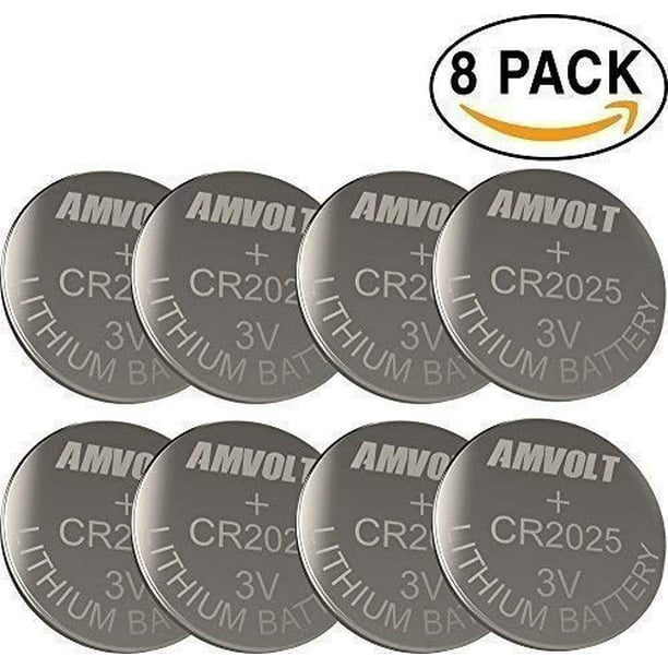 Amvolt Cr2025 8 Pack Battery 3 Volt Lithium Battery Button Cell for