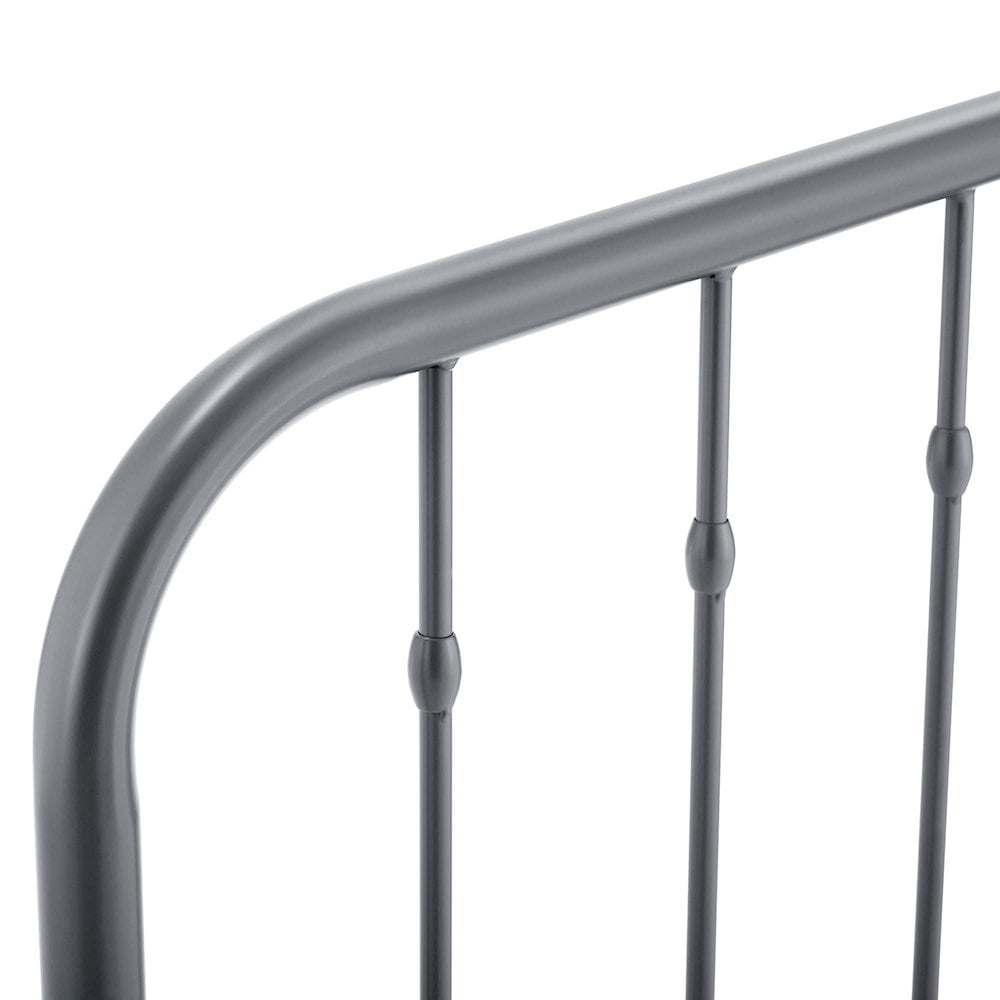 Modway Lennon Contemporary Modern Queen Metal Spindle Headboard in Gray
