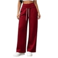 thumbnail image 2 of Track Pants for Women Fashion Solid Color High Waist Elastic Drawstring Straight Leg Loose With Pockets Stylish Trendy Casual, 2 of 8