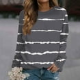 thumbnail image 1 of IMENGL Casual striped pullover top, Gray XL, Size M-2XL, 1 of 5