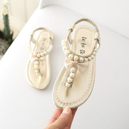

Toddler Shoes Clearance Summer Toddler Infant Kids Baby Girls Bowknot Pearl Princess Thong Sandals Shoes Gold Sandals For Kids Size 9.5C