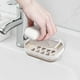 thumbnail image 4 of Jabonera de plástico con tapa y bandeja de drenaje | Jabonera de encimera para baño y viajes | Jabonera resistente al agua en azul oscuro, rosa o beige, 4 of 6