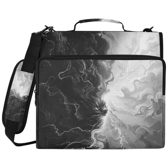 ALAZA Zipper Binder Black and White Pattern 2 inch 3 Ring 500 Sheet Capacity Trapper Keeper File Folder Organizer Bag