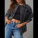 thumbnail image 5 of Chaqueta Vaquera para Mujer, Desgastada, de Larga, de Gran Tamaño, Estilo Camionero. Gris XL, 5 of 9
