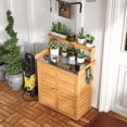 thumbnail image 4 of Costway Outdoor Potting Bench with Galvanized Metal Countertop 3 Hanging Hooks Natural, 4 of 10