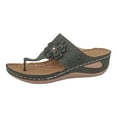 thumbnail image 2 of IUJSOY Women's Wedge Sandals Flip Flops Flower Platform Sandals Cushion FootBed Summer Beach Shoes, 2 of 9