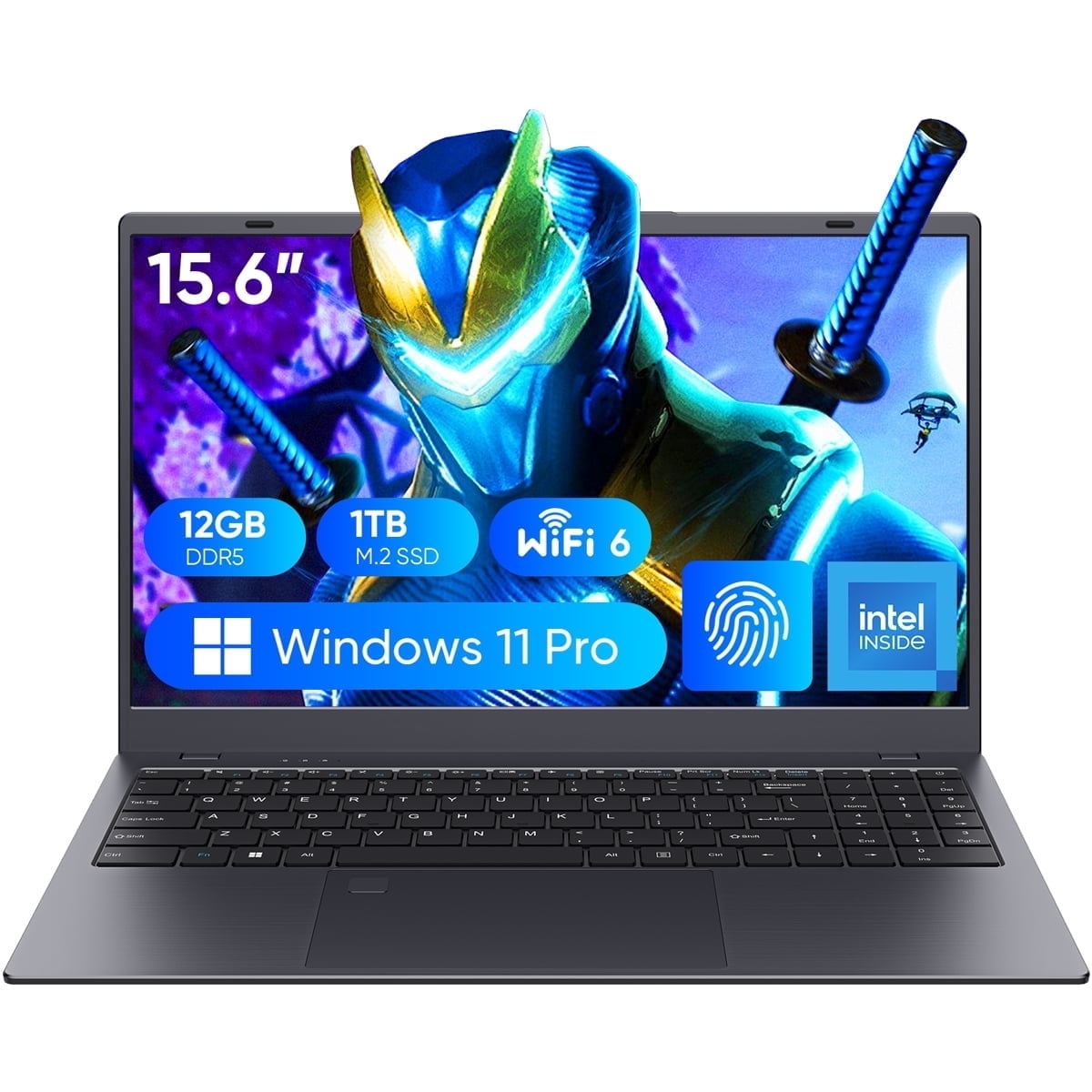 Laptop Tulasi 15.6" Win 11 PC Intel N95 4C4T 12GB+1024GB, Notebook Grey