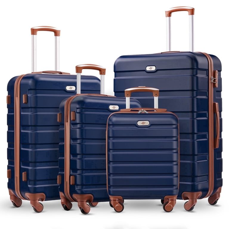 Gowill 4-Piece Hardside Luggage Set, Navy Blue & Tan photo 1