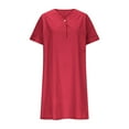 thumbnail image 4 of Womens Casual Summer Dresses Beach Button Up Shirt Dress V Neck Short Sleeve Dresses Solid Color Knee Length Dress for Women, 4 of 6