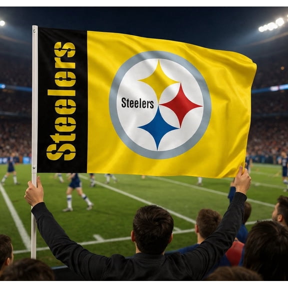 NFL American Football Flag Banner 3ft x 5ft FREE FAST SHIPPING (Steelers) Gold