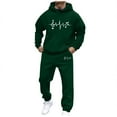 thumbnail image 3 of VBTAPA Men's Tracksuits 2 Piece Outfit Love Heart Graphic Long Sleeve Pullover Hoodie Jogging Pants Matching Casual Sports Workout Suits Army Green XL, 3 of 6