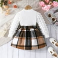 thumbnail image 4 of Vividxx Toddler Girl Outfits Girl Long Sleeve Top Plaid Printed Bow Skirt Two Piece Set 2-3 Years, 4 of 8