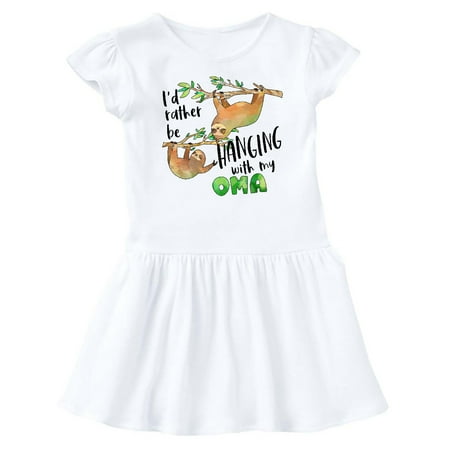 

Inktastic Id Rather Be Hanging with my Oma- Cute Sloths Gift Baby Girl Dress