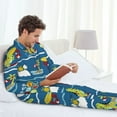 thumbnail image 6 of Lsque Dinosaur on the Beach Vacation Pattern Long Sleeve Pajama Set for Men - Soft 2-Piece Sleepwear and Loungewear Set with Pockets, Comfy Nightwear-XX-Large, 6 of 7
