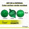 thumbnail image 2 of Esferas para árbol de navidad Artego extra grandes de 15 cm de diámetro paq 6 esferas  Verde Navidad * Línea Caramel 3 texturas y acabados diferentes para colgar Christmas ornaments, 2 of 7