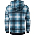 thumbnail image 2 of SPEEDRUN Men's Hoodies for Men Plaid Flannel Jacket Warm Sherpa Fleece Lined Coat Winter Full Zip Up Sweatshirt Light Blue 3XL, 2 of 5