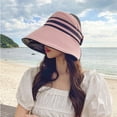 thumbnail image 3 of Skymirror Women Sun Hat Stripe Heat Isolating Contrast Color Anti-UV Sunscreen Bucket Hat Outdoor Hat, 3 of 8