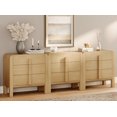 thumbnail image 1 of WAMPAT Commode à 9 Tiroirs pour Chambre, Commode 3-en-1 de 94,5 Pouces de Large Style Mi-Siècle Moderne, Commode en Bois avec Poignées Courbées, Meuble Télé, Rangement de Garde-Robe pour Chambre Ou Salon, Chêne, 1 of 8