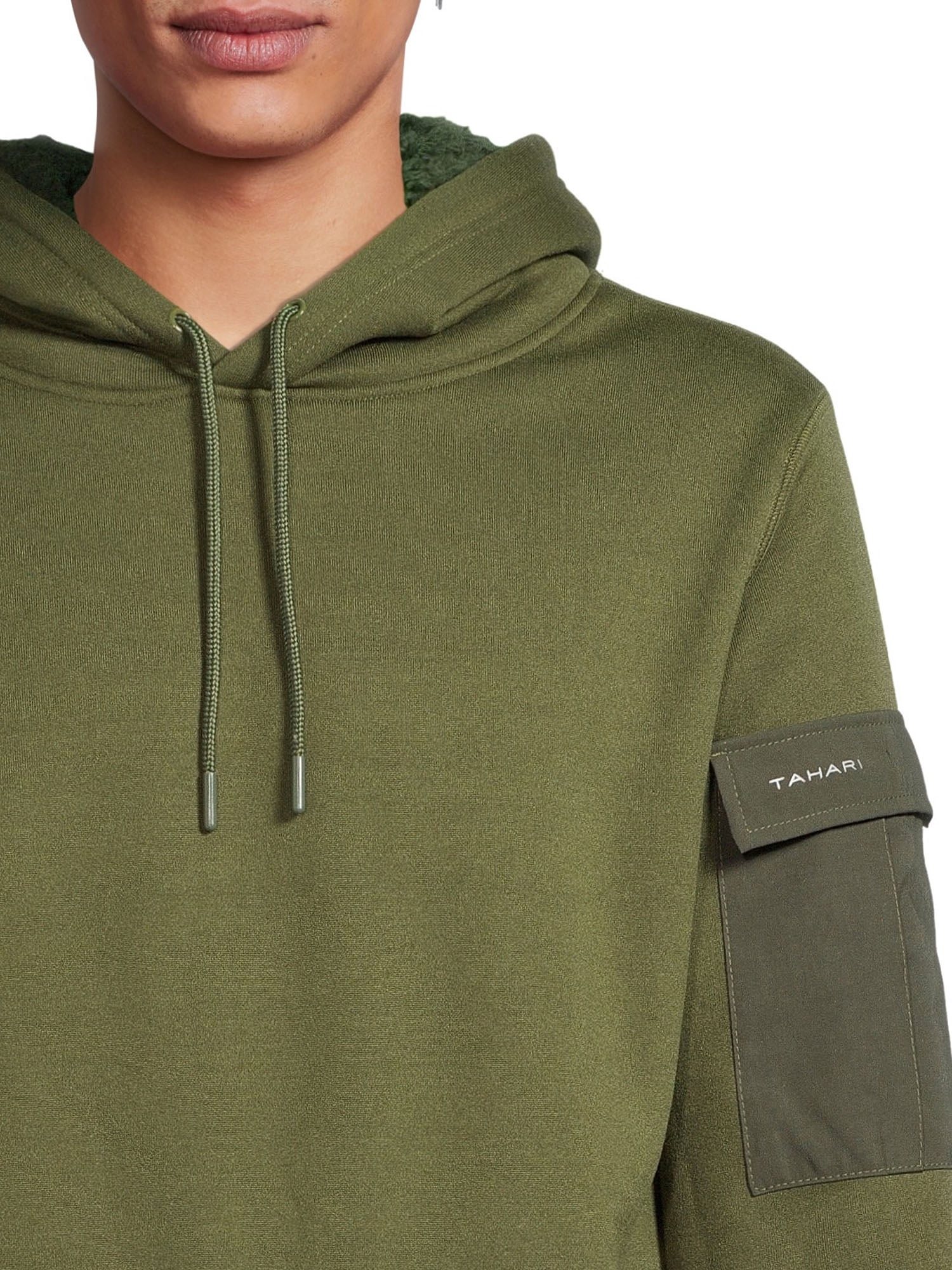 Tahari Men's Fleece Pullover Hoodie with Cargo Pocket on Sleeve, Sizes S-3X