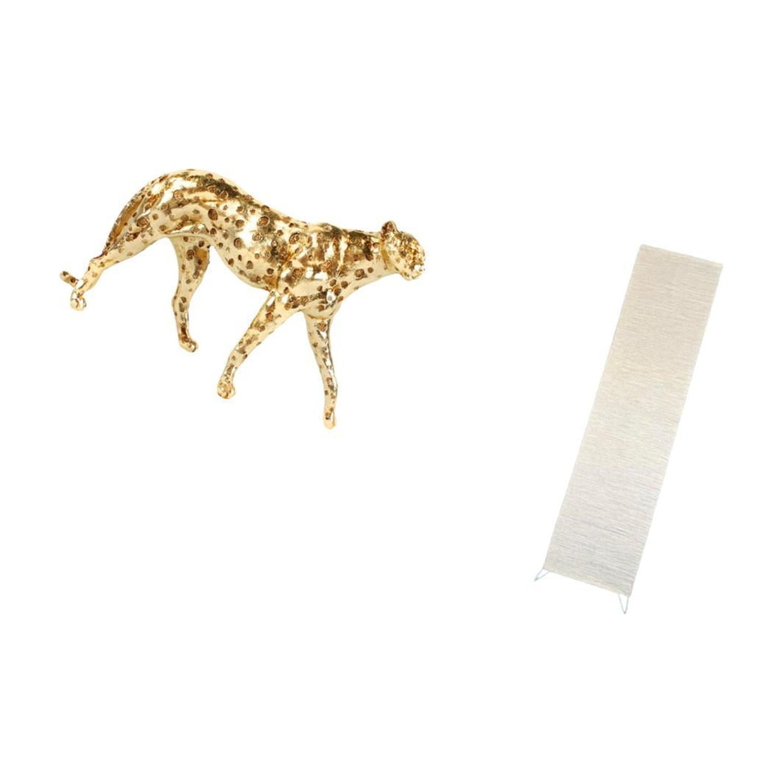 Cheetah Figurine Gold Sculpture Paper Floor Lamp Shade Resin Material for Living Room Office Desktop Decor